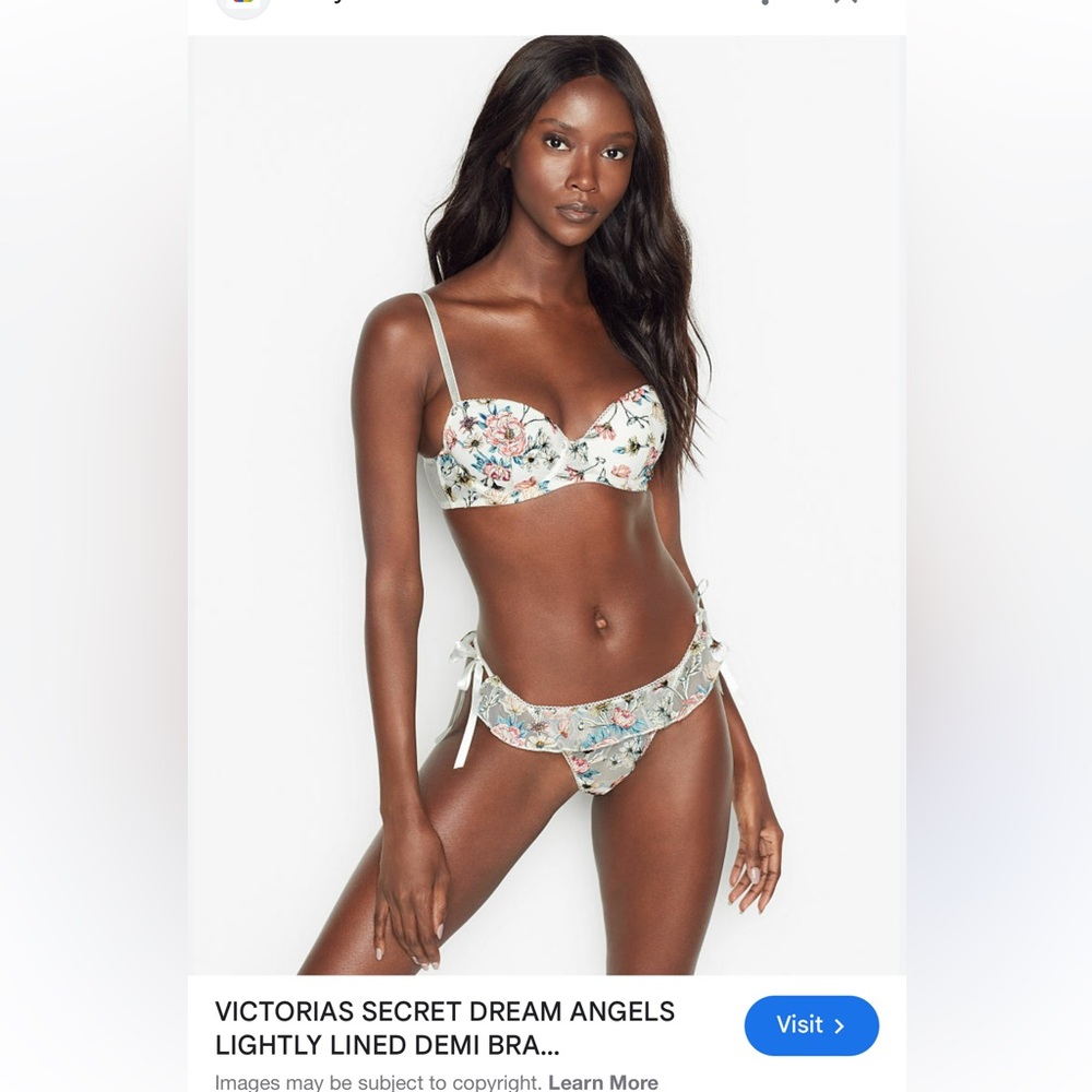 Victoria Secret Dream Angels Floral Embroidered Lingerie Set NWT 32D/S